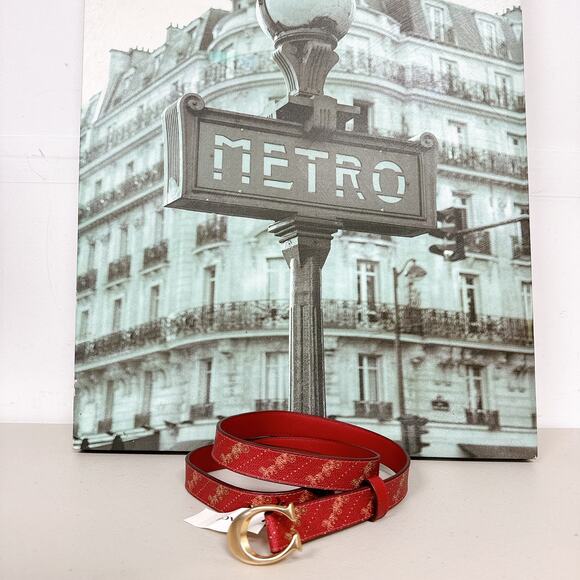 Coach Accessories - Coach C7121 Signature Buckle Belt With Horse And Carriage Print, 25 MM